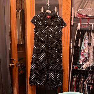 Merona black button front polka dot dress size 8